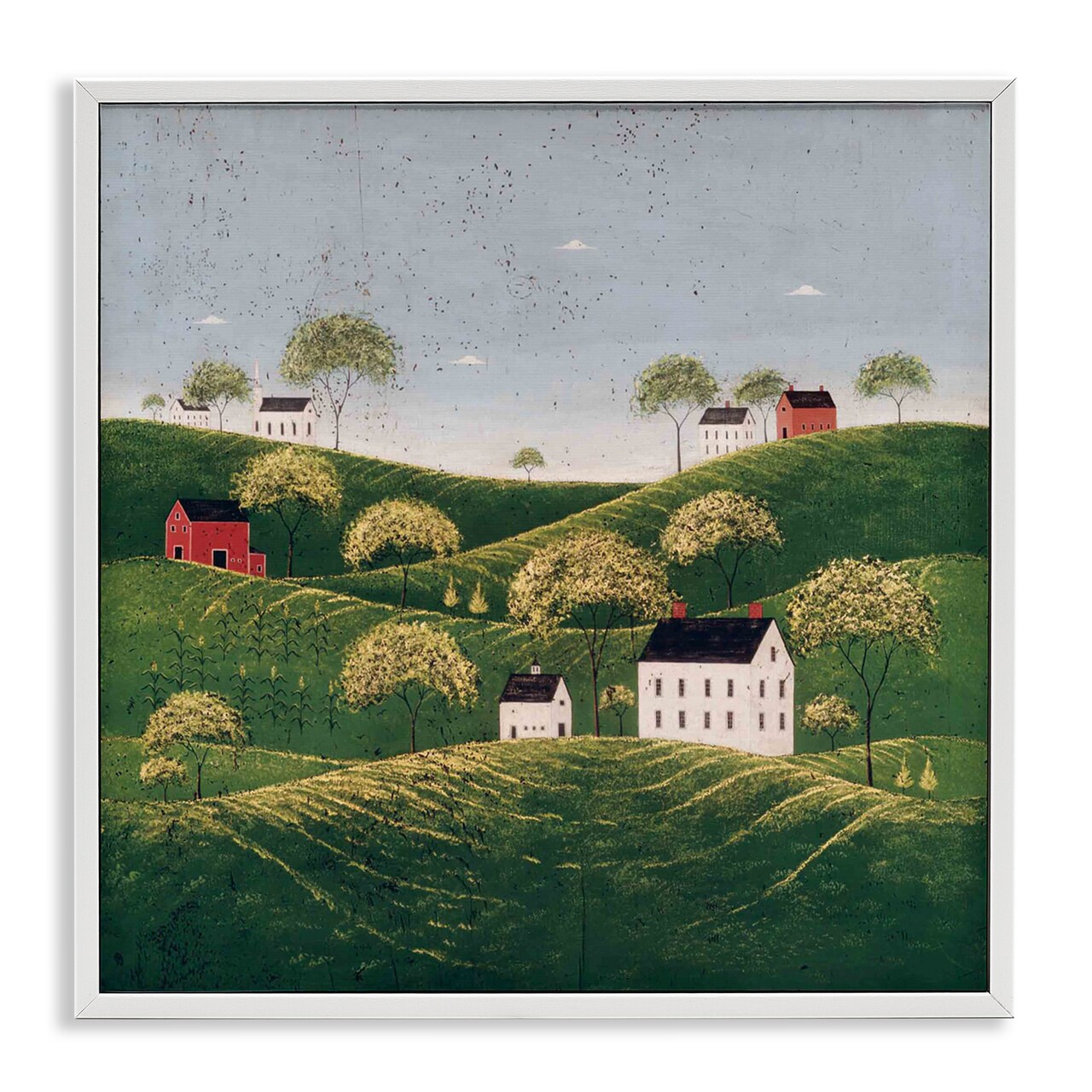 Stupell Industries Rolling Hills in Countryside Village Framed Giclee, design by Warren Kimble